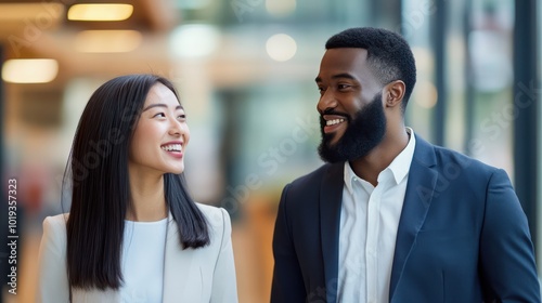 Asian and African American professionals focusing on eco-friendly personal branding, promoting sustainability and ethical values