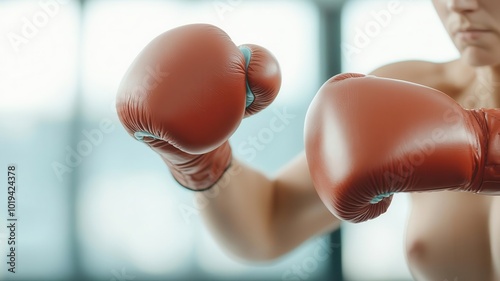 Female boxer training in a gym, throwing punches with strength and determination women in sports, strength, empowerment