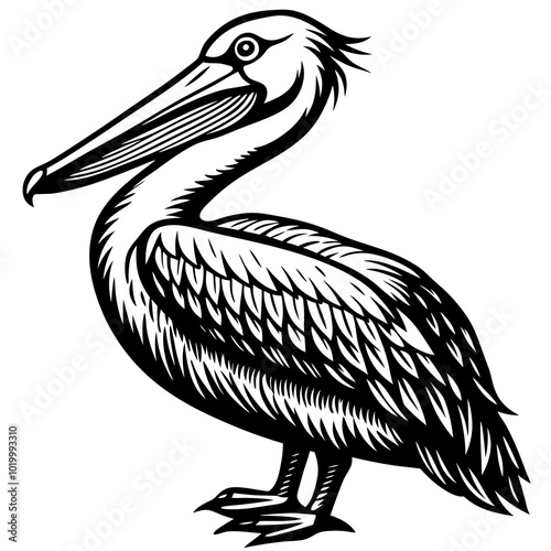 pelican on white background