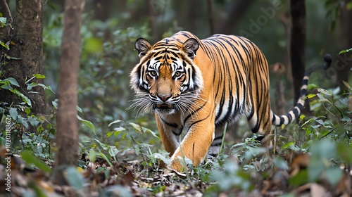 Bengal Tiger stalking through the dense jungles of India