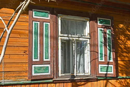 Shutters in an old cottage in Podlasie, Poland