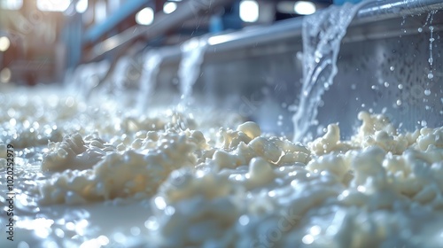 Realistic view of milk being pasteurized and cooled in a production facility high-definition clarity