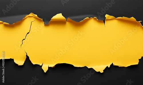 Yellow and black Torn paper top view, Black Friday concept, Black Friday Composition, discount banner. Copy space.