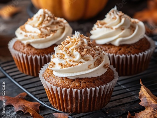 Pumpkin muffins with vanilla cream for a festive occasion