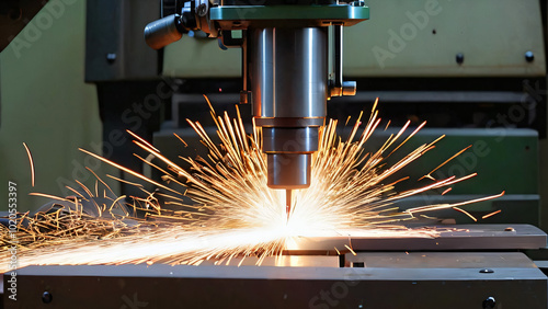 Metalworking Machine with Sparks Erupting