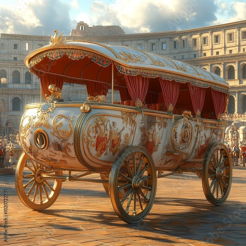 Elegant Golden Carriage in Historic Setting