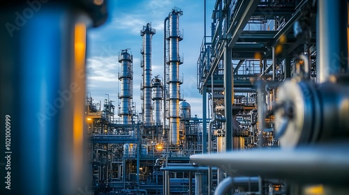 A close-up view of towering cracking units and massive reactor vessels amidst machinery in a petrochemical facility.