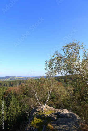 Pasecka Skala (Pasecka Rock) viewpoint located in Zdarske Vrchy, Bohemian-Moravian Highlands, Czech Republic