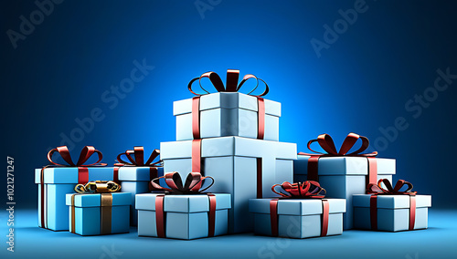 stack gifts velvety blue background