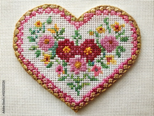 Delicate Small Cross Stitch Heart Design Perfect for Craft Projects and Home Decor Inspiration