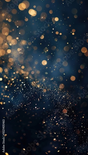 Elegant New Year's Background with Gold Sparkles on Deep Navy Blue for Corporate Greetings