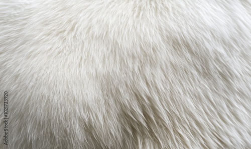 The fur of a white animal is shown in detail, with the texture