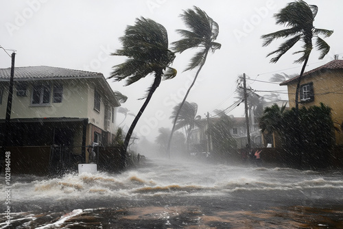 Landcape during the Hurricane or Storm. 