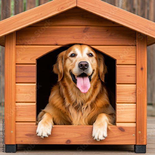 Dog in doghouse 