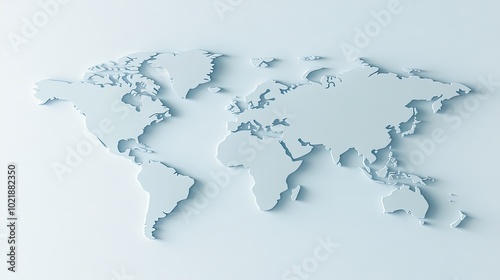 The design features an abstract world map with intricate details, showcasing global network connections, set against a bright white backdrop