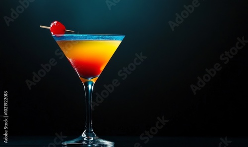 Sea Breeze cocktail in martini glass against black background