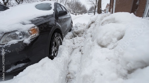 Early winter snowfall: first snow of season, highlighting unexpected challenges people face as they navigate abrupt weather change, transportation difficulties, sudden need for winter preparations.