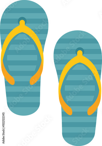 Pair of blue striped flip flops is waiting for you to put them on and start your vacation