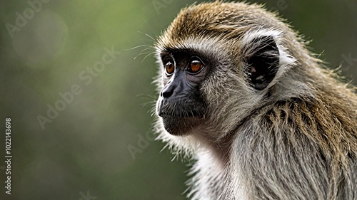 A detailed close-up photograph of a vervet monkey