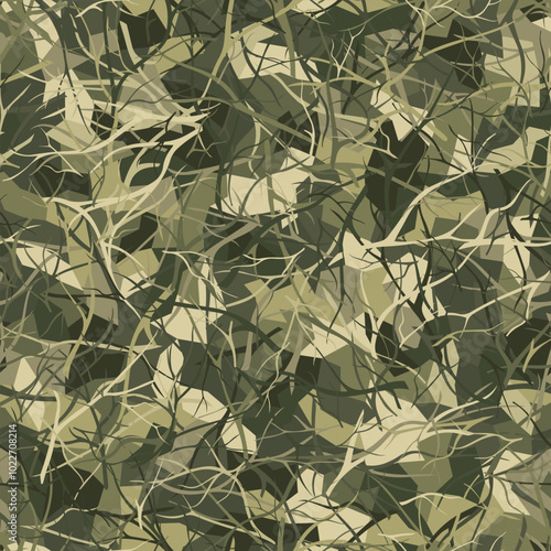 Commando Desert Seamless Pattern. Repeated Khaki Grunge Vector Texture