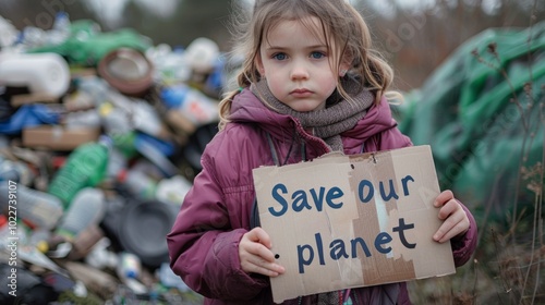 A young girl holding a sign that says "Save Our Planet"