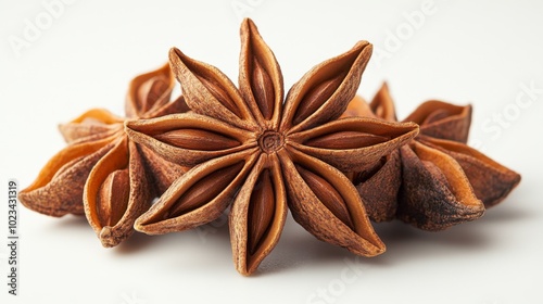 Close-up of Star Anise on White Background