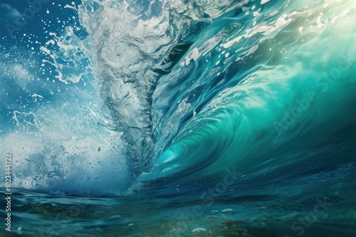 Wave breaking backgrounds underwater outdoors.