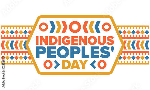 Indigenous Peoples' Day. Native American Day. American Indian culture. Heritage Month. Celebrate annual in United States. Tradition pattern. Poster, card, banner and background. Vector illustration