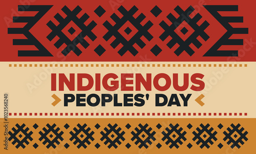 Indigenous Peoples' Day. Native American Day. American Indian culture. Heritage Month. Celebrate annual in United States. Tradition pattern. Poster, card, banner and background. Vector illustration