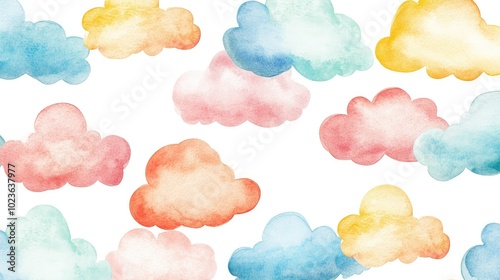 Abstract watercolor painting featuring clouds perfect for children s wallpaper Hand drawn illustrations suitable for modern art prints wallpapers posters cards murals and hangings