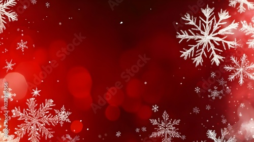 Red christmas background with snowflakes