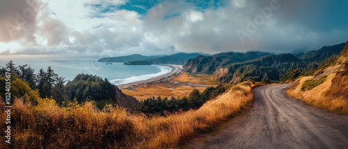 Remote work pit stop at scenic highway viewpoint