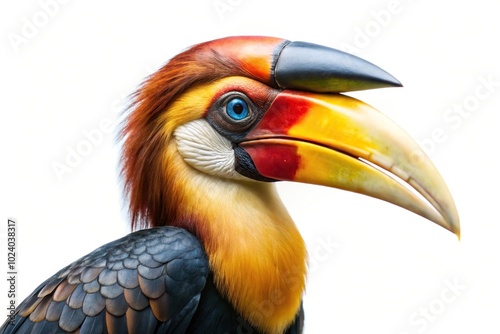 Hornbilled hornbill isolated on white background