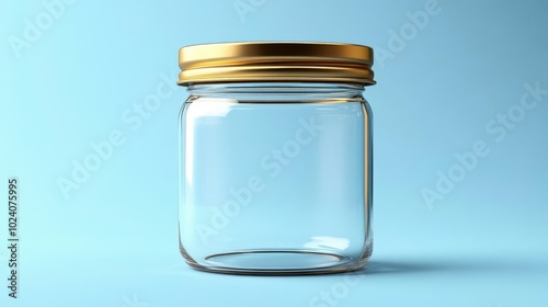 Empty glass jar with a gold lid