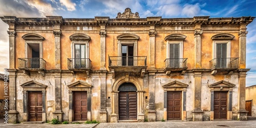 Long shot of an ancient building facade in Aversa, Italy