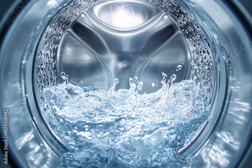 inside view of a washing machine with clean water