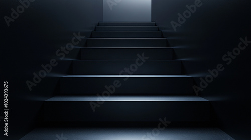 Illuminated Staircase in Dark Environment