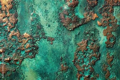 Rustic copper patina texture with verdigris details.