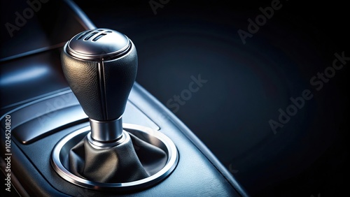 Manual transmission gear shift on dark background Point of View