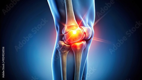 Medical concept photo of inflamed prosthetic knee joint implant caused by chronic pain