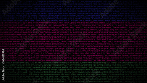 Binary code on flag of Kuban People's Republic. Program source code or Hacker concept on Kuban People's Republic flag. Kuban People's Republic digital technology security, hacking or programming