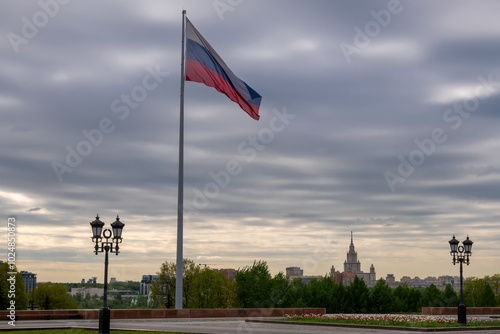 MOSCOW, RUSSIA. The Central Museum of the Great Patriotic War and the Monument of Victory in the Great Patriotic War 1941-1945 in Victory Park on Poklonnaya Gora,