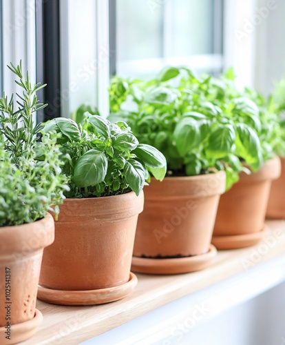 herbs in pots