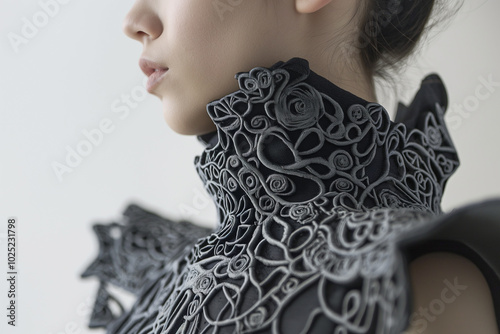 3D printed fashion piece with intricate patterns