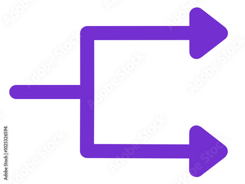 二手に分かれる矢印2（紫）