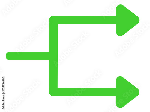 二手に分かれる矢印2（緑）