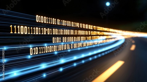 Abstract Digital Highway with Binary Code and Data Flow