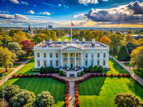 Iconic White House - Official Residence of the US President in Washington DC, a Symbol of American History