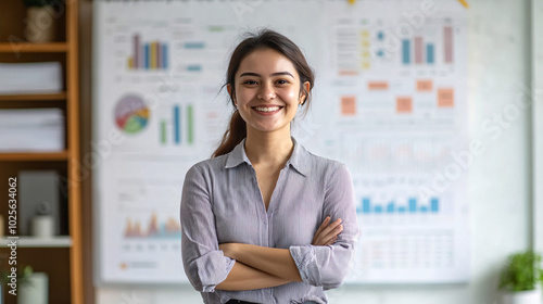 Woman presenting her strategy to her team during a business meeting, discussing goals and timelines for implementation. Female product manager working with her team in a professional office. 