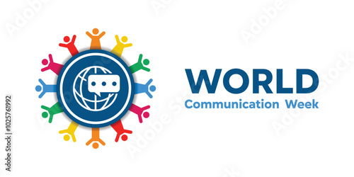 World Communication Week. Peoples, earth and message. Great for cards, banners, posters, social media and more. White background.